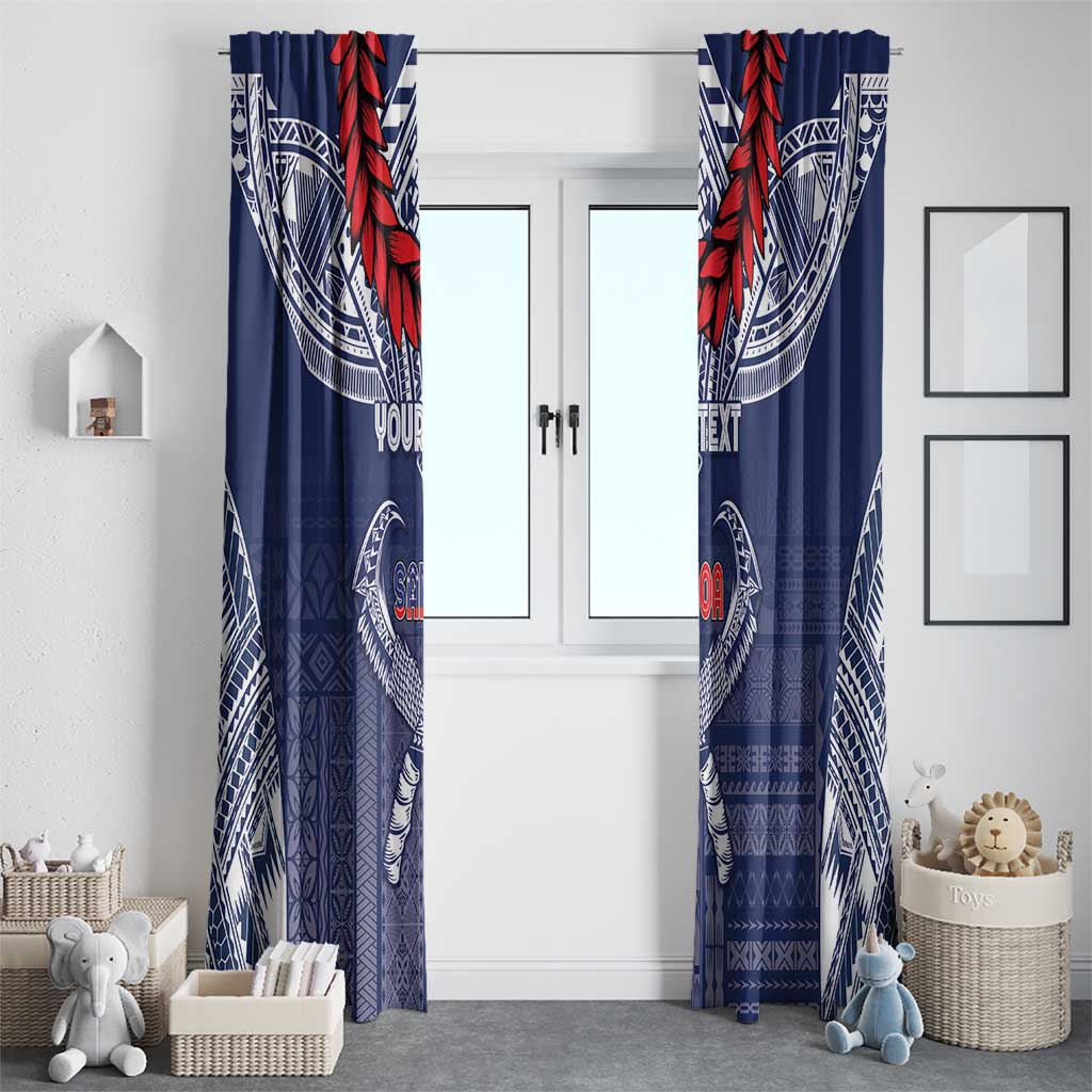 Personalized Talofa Samoa Window Curtain Ulafala With Toa Nifo'oti - Blue