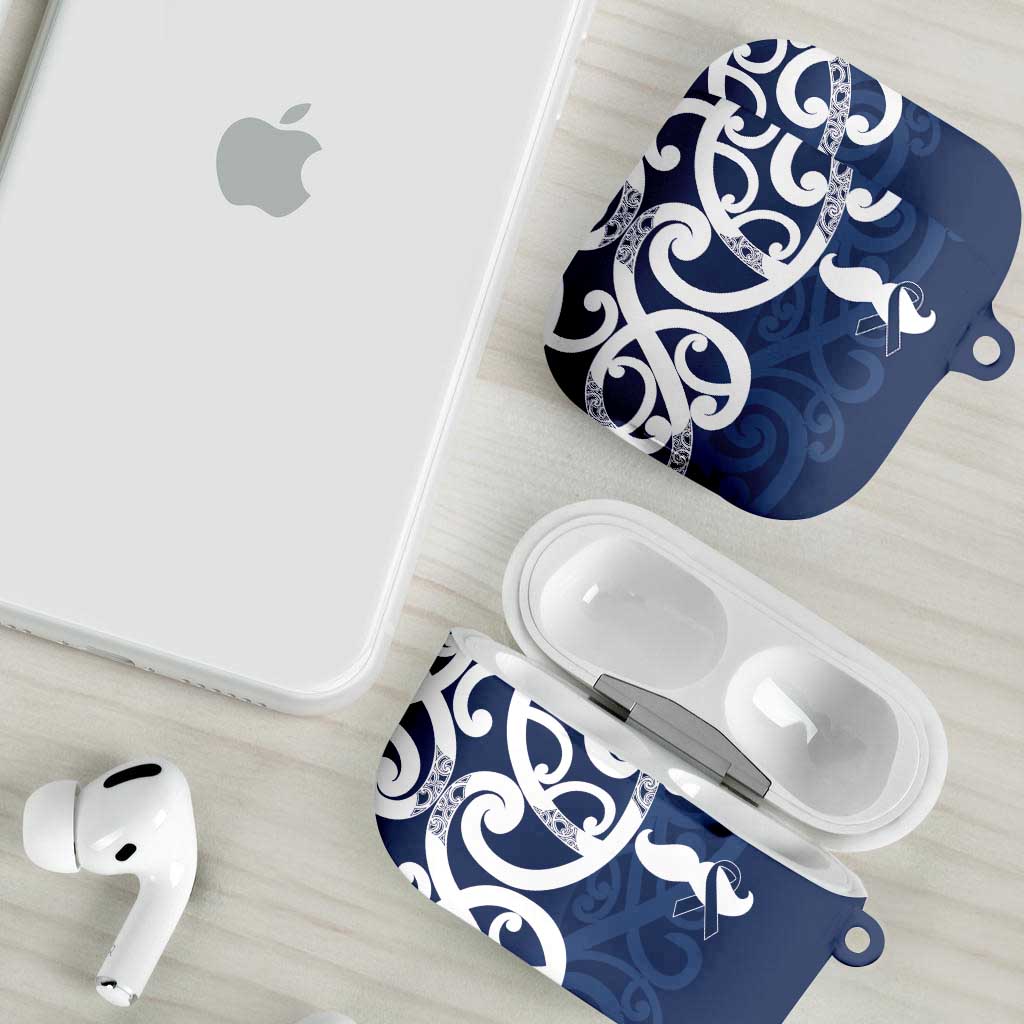 New Zealand Maori Mo Bros AirPods Case Blue Ribbon With Koru Kowhaiwhai - Polynesian Pride