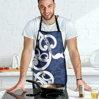 New Zealand Maori Mo Bros Apron Blue Ribbon With Koru Kowhaiwhai - Polynesian Pride