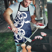 New Zealand Maori Mo Bros Apron Blue Ribbon With Koru Kowhaiwhai - Polynesian Pride