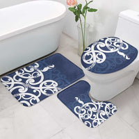 New Zealand Maori Mo Bros Bathroom Set Blue Ribbon With Koru Kowhaiwhai - Polynesian Pride