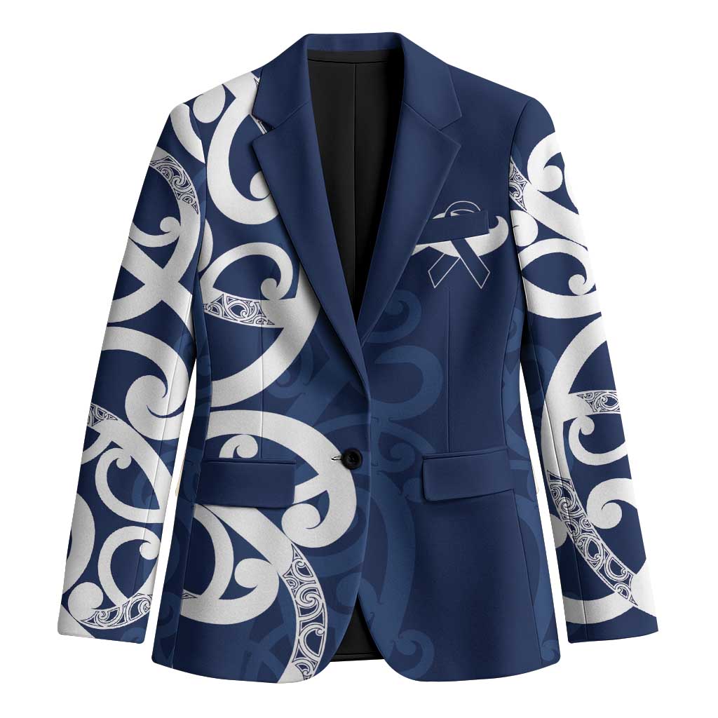 New Zealand Maori Mo Bros Blazer Blue Ribbon With Koru Kowhaiwhai - Polynesian Pride