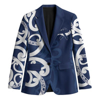 New Zealand Maori Mo Bros Blazer Blue Ribbon With Koru Kowhaiwhai - Polynesian Pride