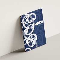 New Zealand Maori Mo Bros Canvas Wall Art Blue Ribbon With Koru Kowhaiwhai - Polynesian Pride