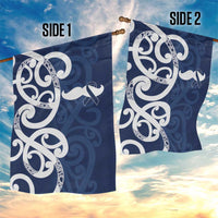 New Zealand Maori Mo Bros Garden Flag Blue Ribbon With Koru Kowhaiwhai - Polynesian Pride