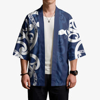 New Zealand Maori Mo Bros Kimono Blue Ribbon With Koru Kowhaiwhai - Polynesian Pride