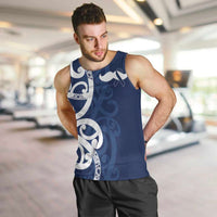 New Zealand Maori Mo Bros Men Tank Top Blue Ribbon With Koru Kowhaiwhai - Polynesian Pride