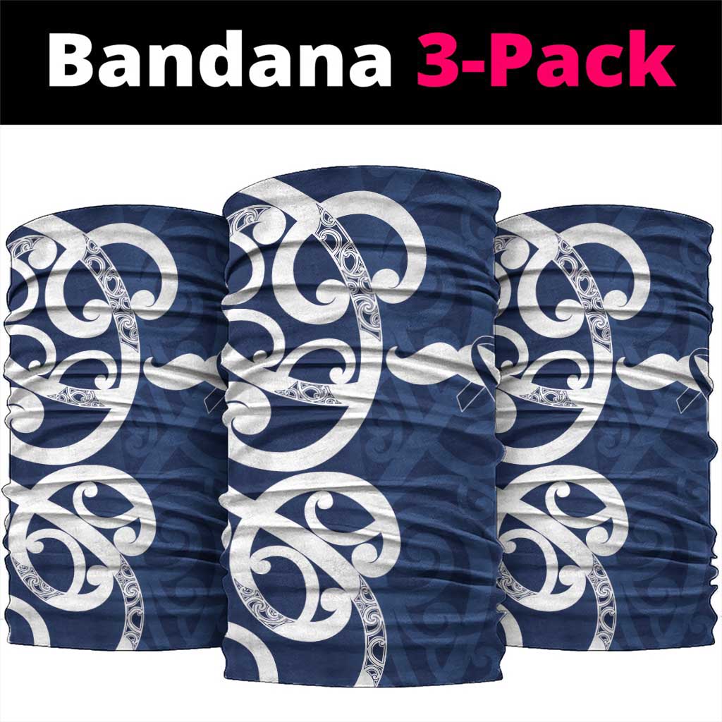 New Zealand Maori Mo Bros Neck Gaiter Blue Ribbon With Koru Kowhaiwhai - Polynesian Pride