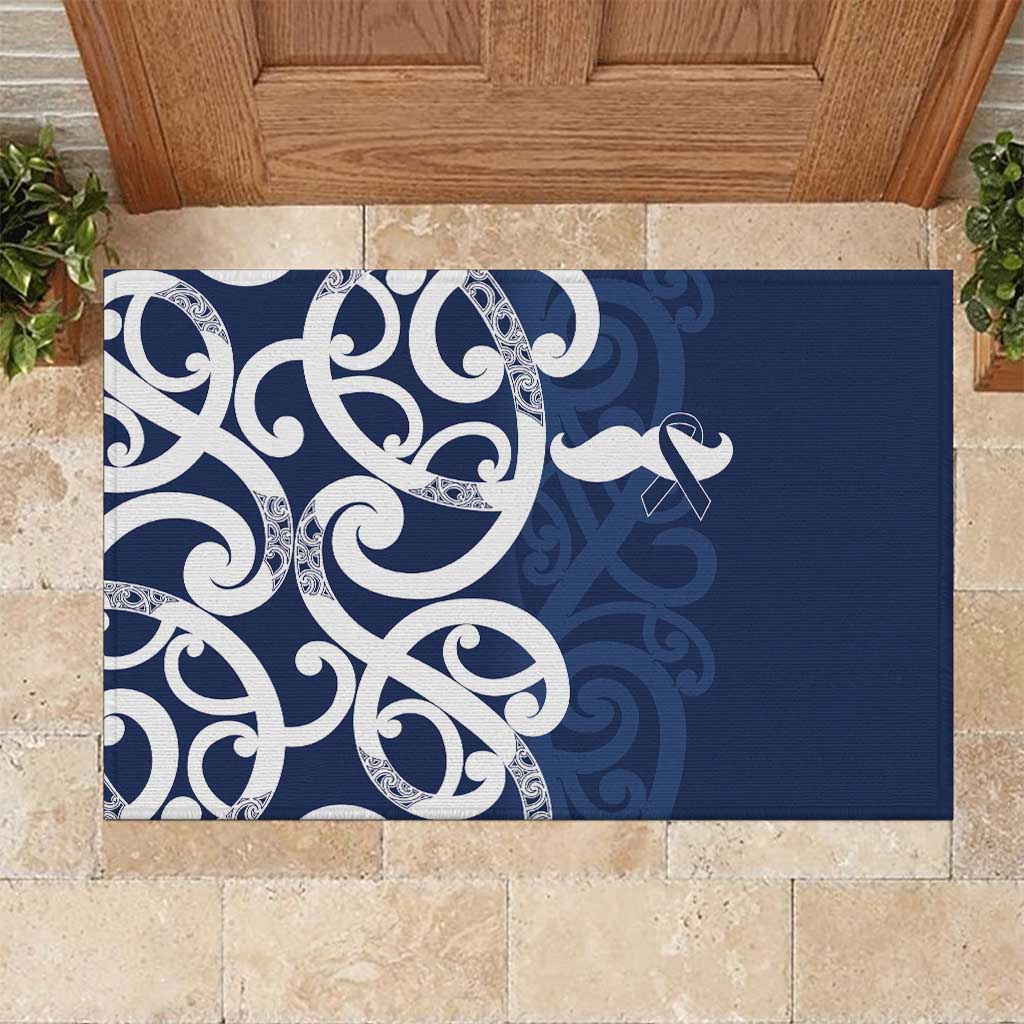 New Zealand Maori Mo Bros Rubber Doormat Blue Ribbon With Koru Kowhaiwhai - Polynesian Pride