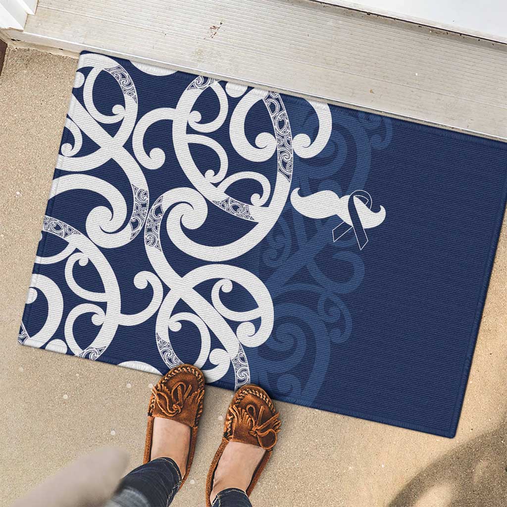 New Zealand Maori Mo Bros Rubber Doormat Blue Ribbon With Koru Kowhaiwhai - Polynesian Pride