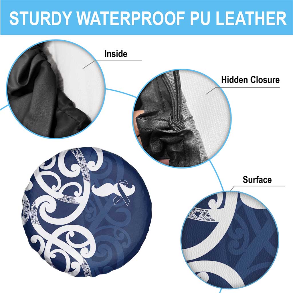 New Zealand Maori Mo Bros Spare Tire Cover Blue Ribbon With Koru Kowhaiwhai - Polynesian Pride