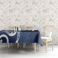 New Zealand Maori Mo Bros Tablecloth Blue Ribbon With Koru Kowhaiwhai - Polynesian Pride