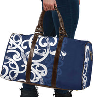New Zealand Maori Mo Bros Travel Bag Blue Ribbon With Koru Kowhaiwhai - Polynesian Pride