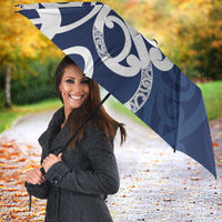 New Zealand Maori Mo Bros Umbrella Blue Ribbon With Koru Kowhaiwhai - Polynesian Pride