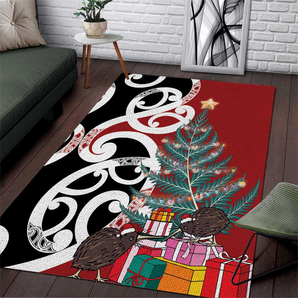 New Zealand Silver Fern Christmas Tree Area Rug Meri Kirihimete - Polynesian Pride