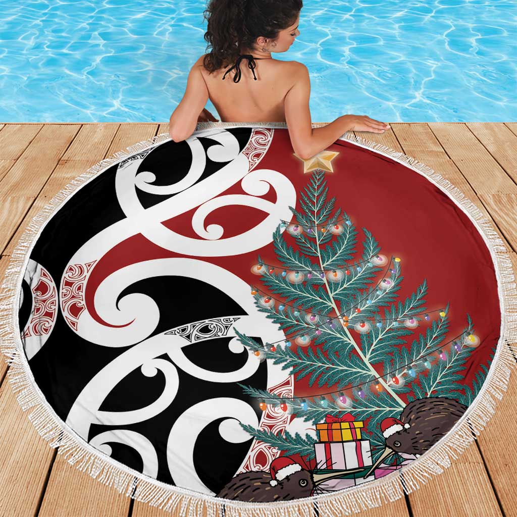 New Zealand Silver Fern Christmas Tree Beach Blanket Meri Kirihimete - Polynesian Pride
