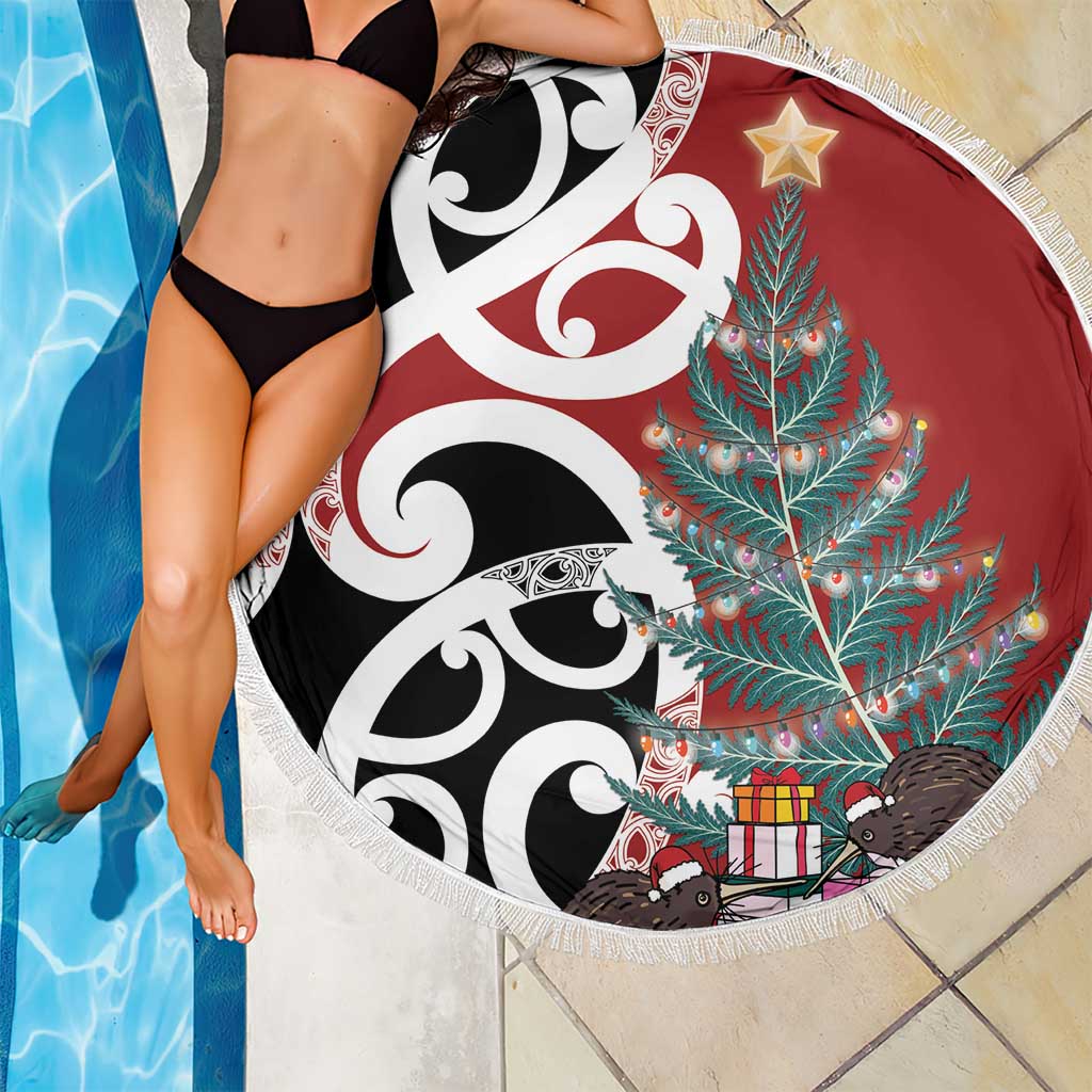 New Zealand Silver Fern Christmas Tree Beach Blanket Meri Kirihimete - Polynesian Pride