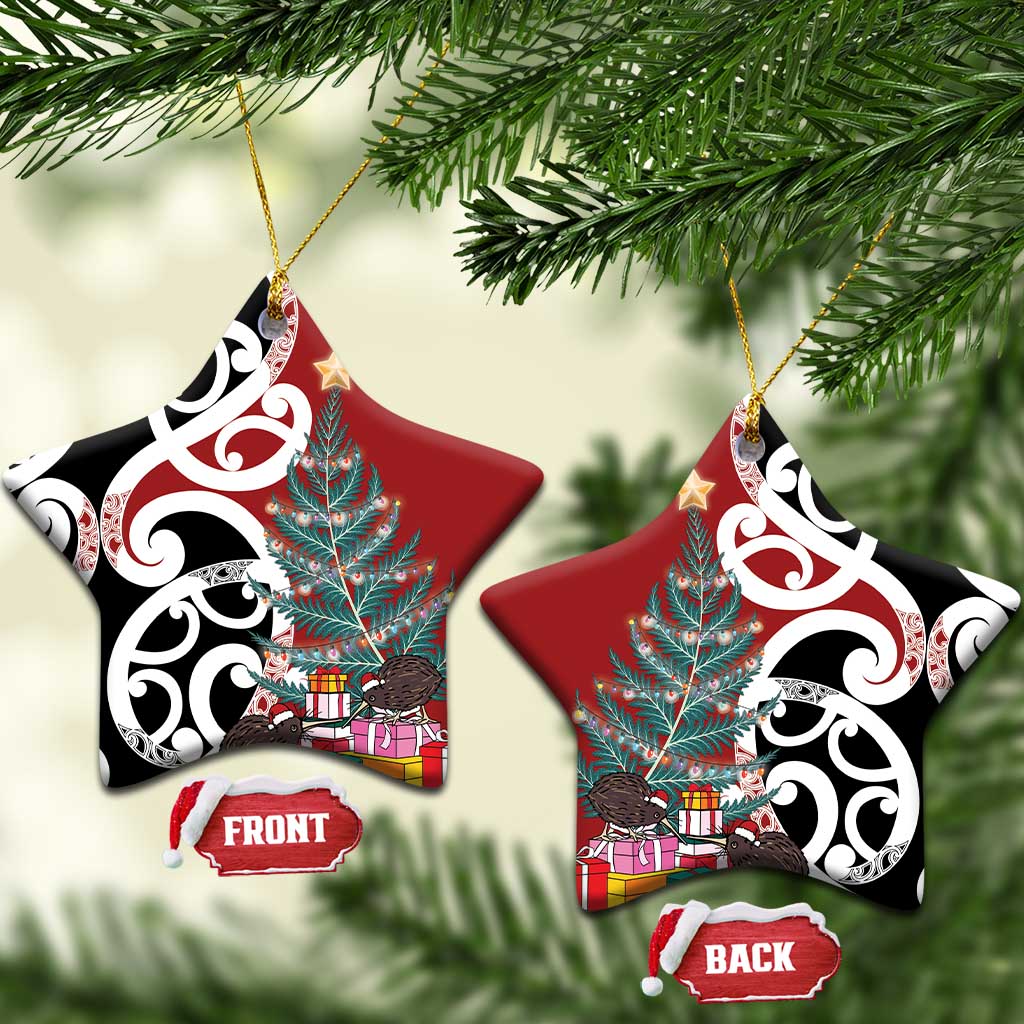 New Zealand Silver Fern Christmas Tree Ceramic Ornament Meri Kirihimete - Polynesian Pride