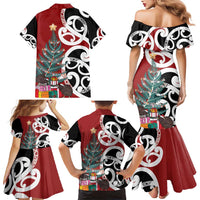 New Zealand Silver Fern Christmas Tree Family Matching Mermaid Dress and Hawaiian Shirt Meri Kirihimete - Polynesian Pride