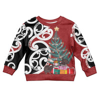 New Zealand Silver Fern Christmas Tree Kid Ugly Christmas Sweater Meri Kirihimete - Polynesian Pride