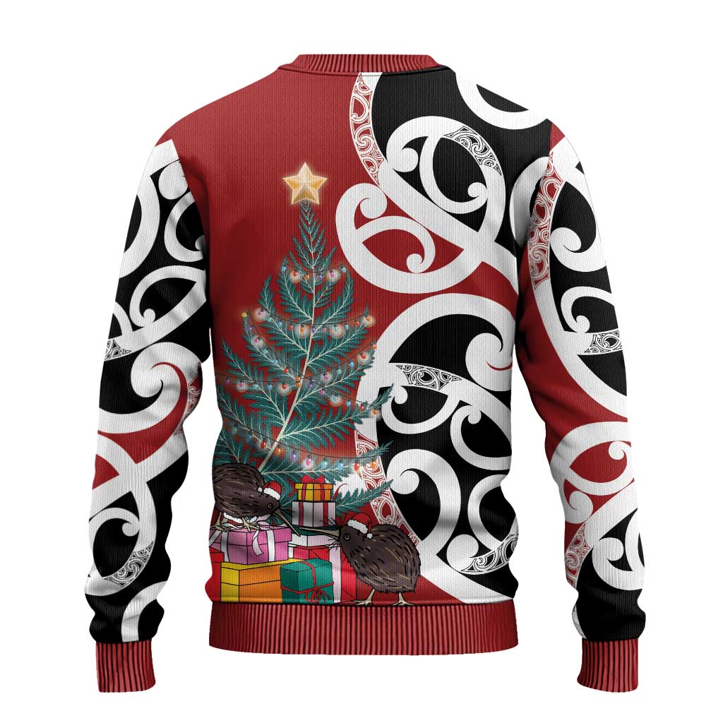 New Zealand Silver Fern Christmas Tree Ugly Christmas Sweater Meri Kirihimete - Polynesian Pride