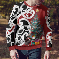 New Zealand Silver Fern Christmas Tree Ugly Christmas Sweater Meri Kirihimete - Polynesian Pride