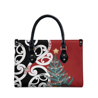 New Zealand Silver Fern Christmas Tree Leather Bag Meri Kirihimete - Polynesian Pride