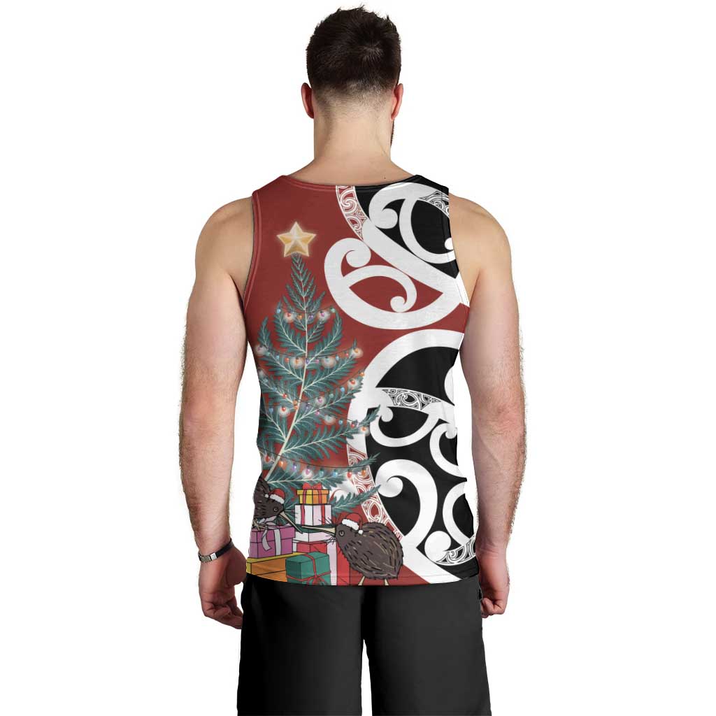 New Zealand Silver Fern Christmas Tree Men Tank Top Meri Kirihimete - Polynesian Pride