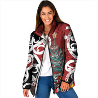 New Zealand Silver Fern Christmas Tree Padded Jacket Meri Kirihimete - Polynesian Pride