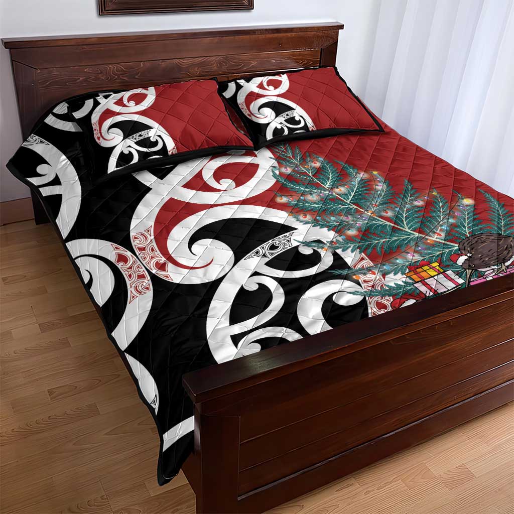New Zealand Silver Fern Christmas Tree Quilt Bed Set Meri Kirihimete - Polynesian Pride