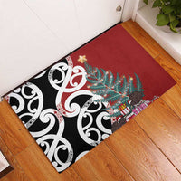 New Zealand Silver Fern Christmas Tree Rubber Doormat Meri Kirihimete - Polynesian Pride