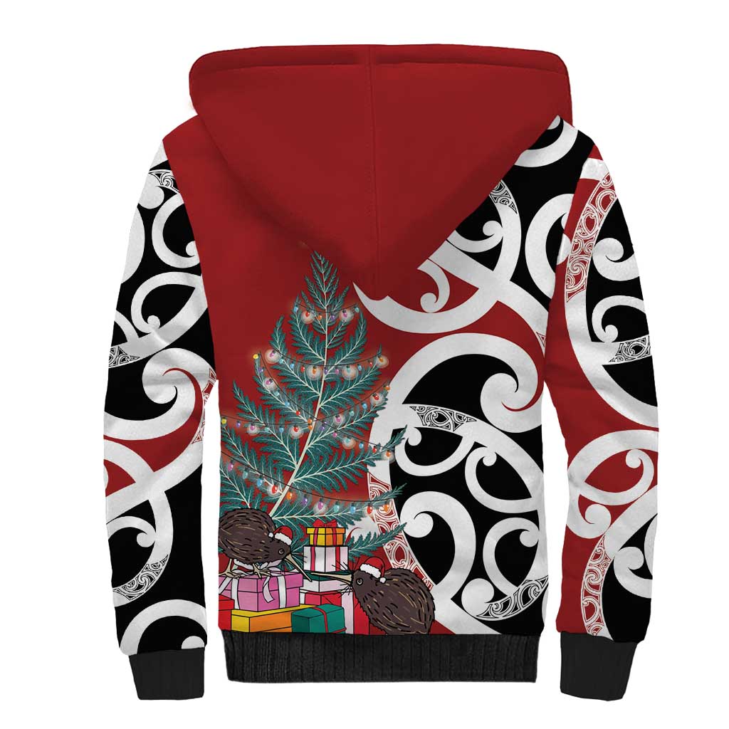 New Zealand Silver Fern Christmas Tree Sherpa Hoodie Meri Kirihimete - Polynesian Pride