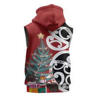 New Zealand Silver Fern Christmas Tree Sleeveless Zip Hoodie Meri Kirihimete - Polynesian Pride