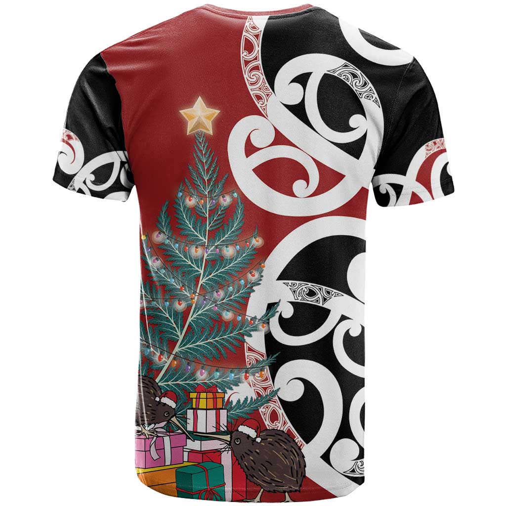 New Zealand Silver Fern Christmas Tree T Shirt Meri Kirihimete - Polynesian Pride
