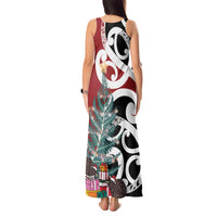 New Zealand Silver Fern Christmas Tree Tank Maxi Dress Meri Kirihimete - Polynesian Pride