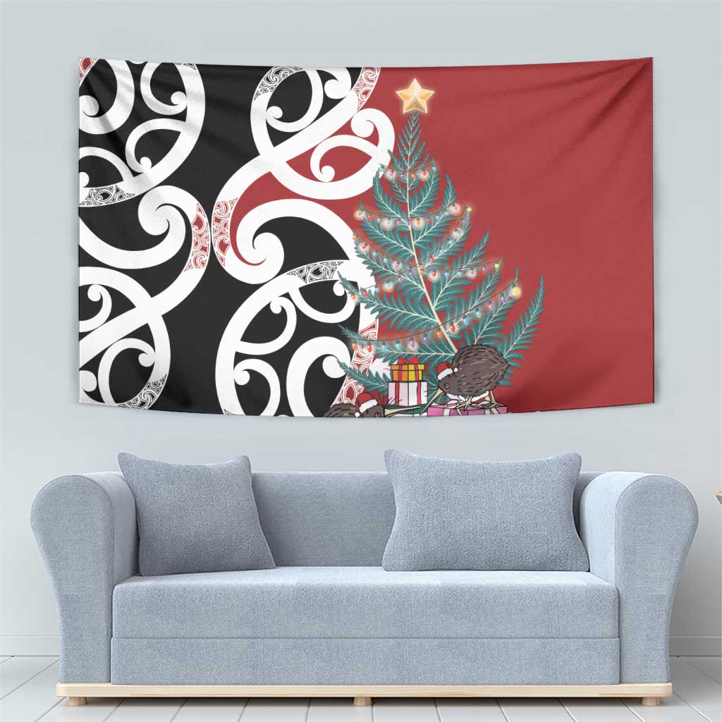New Zealand Silver Fern Christmas Tree Tapestry Meri Kirihimete - Polynesian Pride
