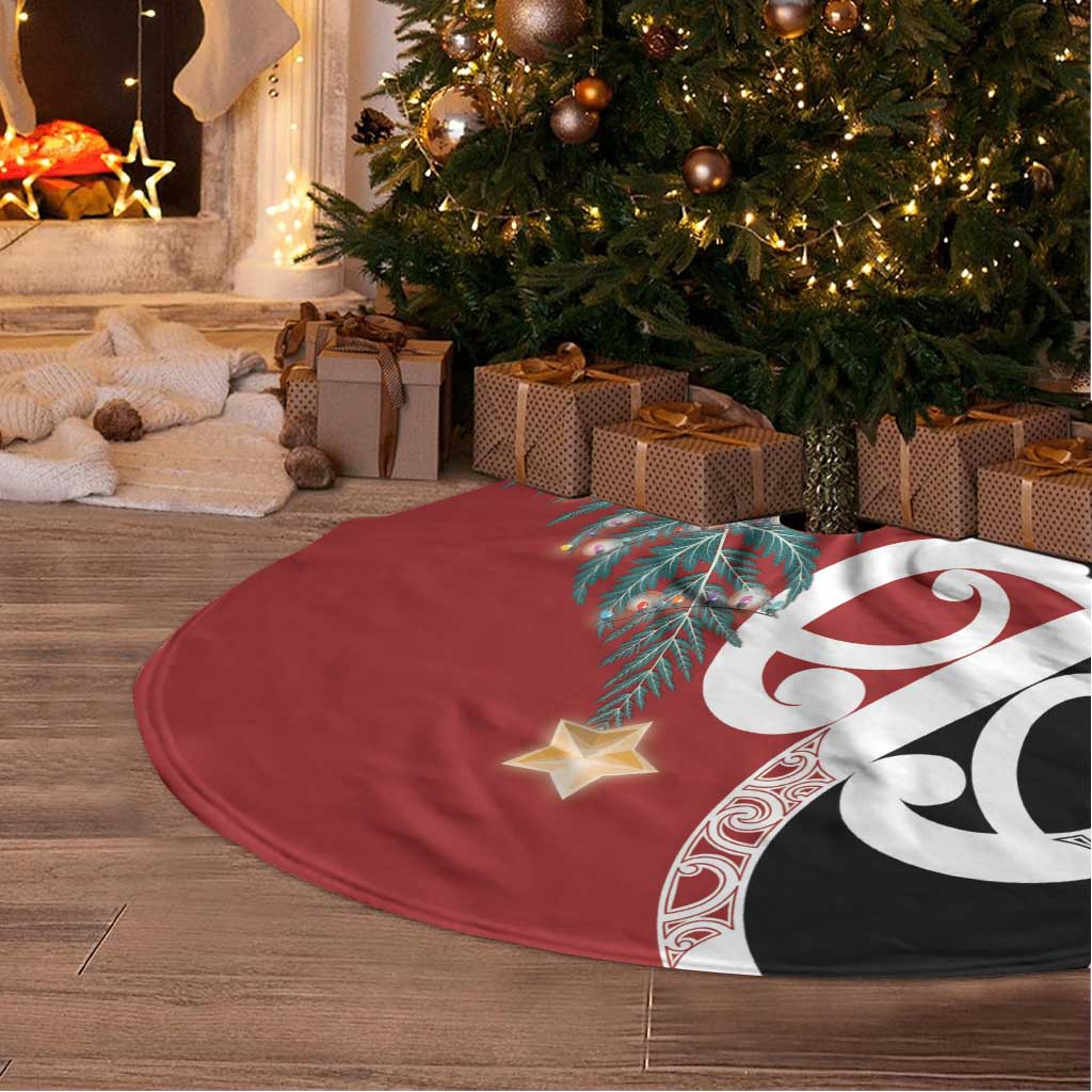New Zealand Silver Fern Christmas Tree Skirt Meri Kirihimete - Polynesian Pride