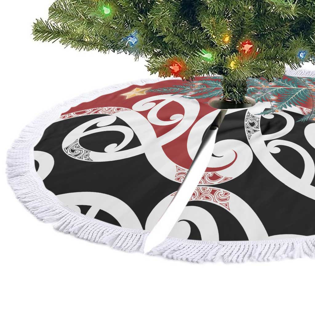 New Zealand Silver Fern Christmas Tree Skirt Meri Kirihimete - Polynesian Pride