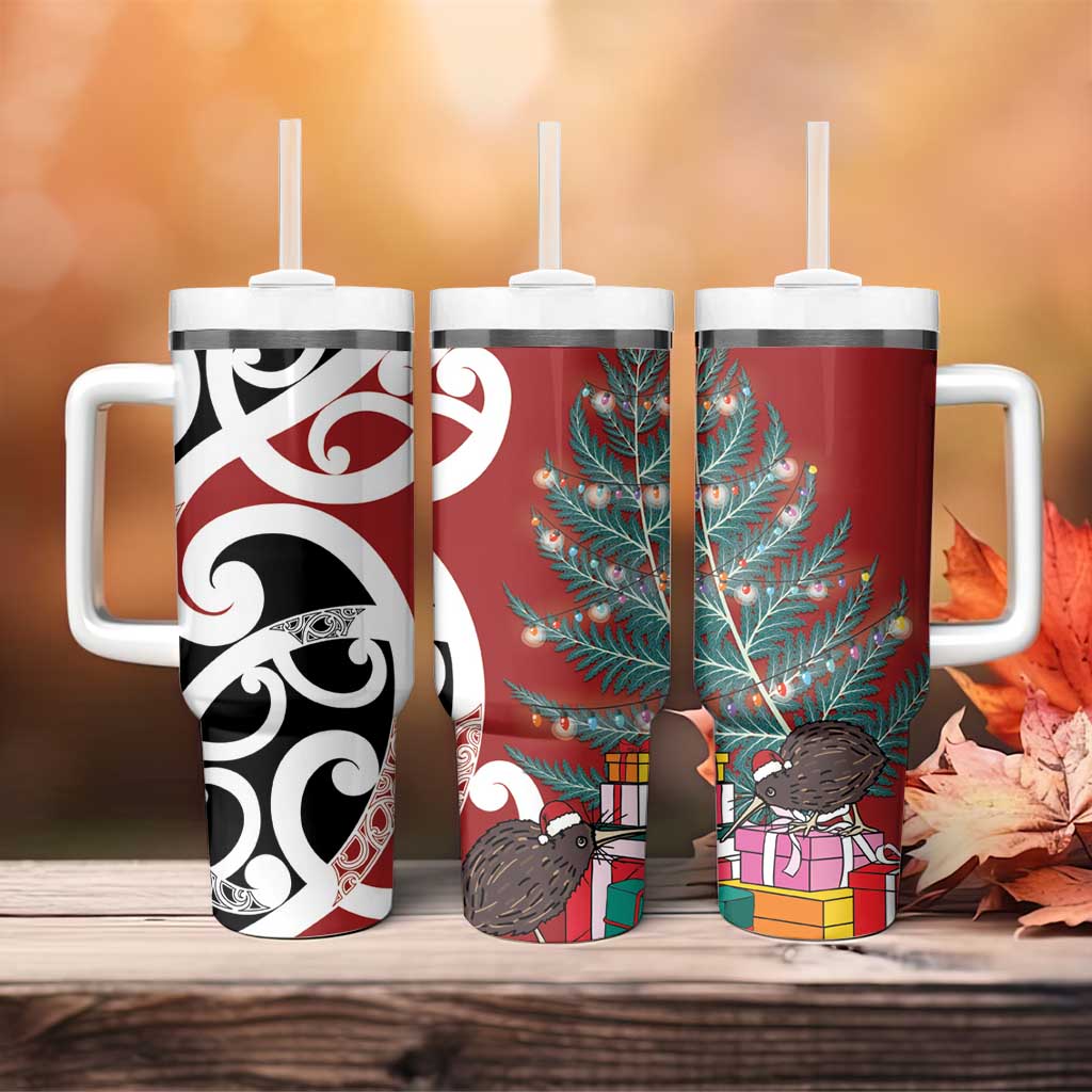 New Zealand Silver Fern Christmas Tree Tumbler With Handle Meri Kirihimete - Polynesian Pride
