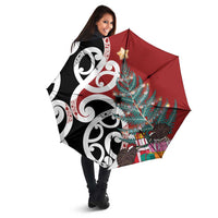 New Zealand Silver Fern Christmas Tree Umbrella Meri Kirihimete - Polynesian Pride