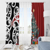 New Zealand Silver Fern Christmas Tree Window Curtain Meri Kirihimete - Polynesian Pride