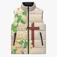 Samoa AIGA Floral Theme Sleeveless Puffer Jacket Always In God's Arms LT7 Unisex Multicolor - Polynesian Pride