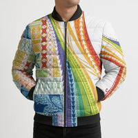 Pasifika Samoa Siapo Malu Tattoo Inspired Bomber Puffer Jacket Fa'afafine Rainbow Theme LT7 - Polynesian Pride