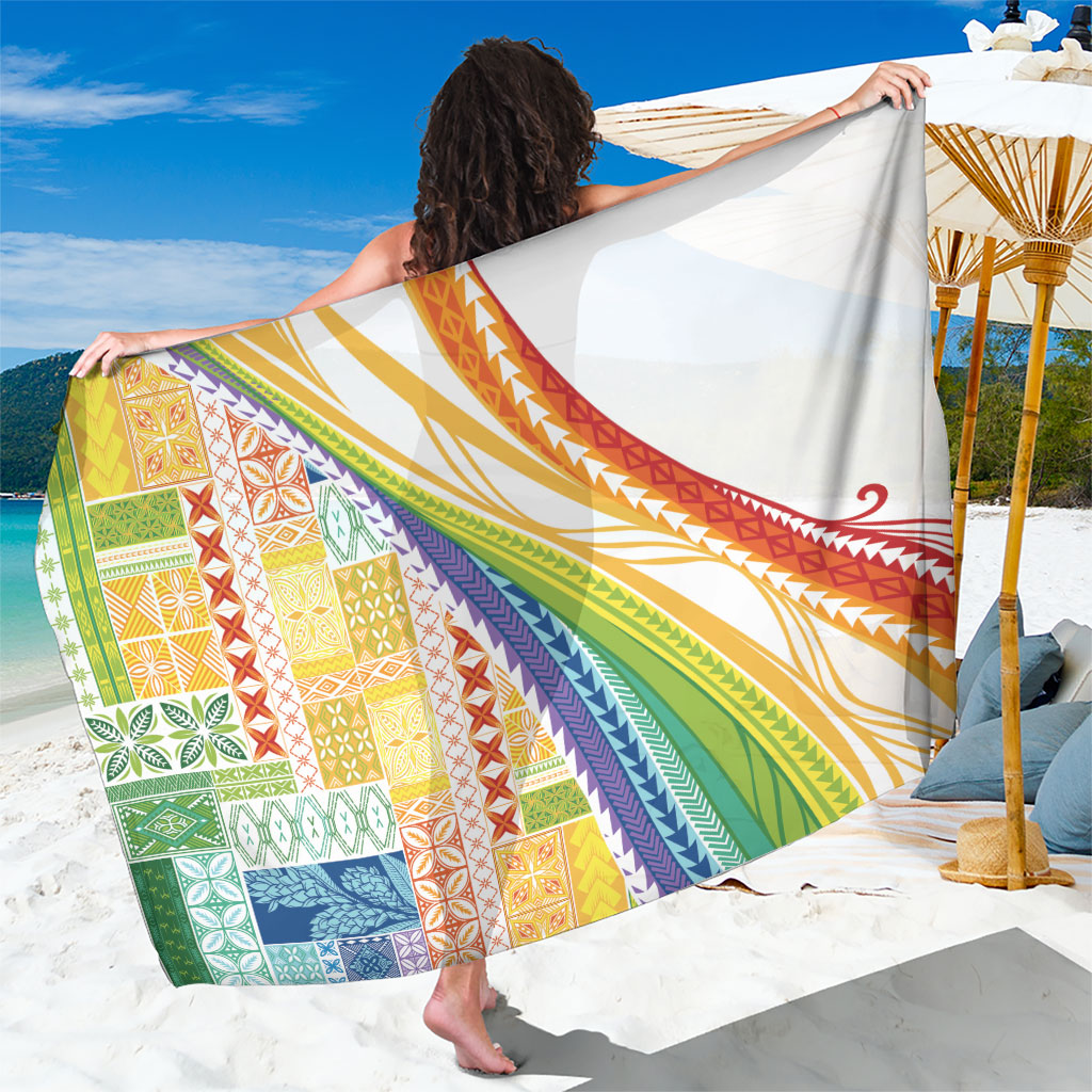 Pasifika Samoa Siapo Malu Tattoo Inspired Sarong Fa'afafine Rainbow Theme LT7 One Size 44 x 66 inches Multicolor - Polynesian Pride