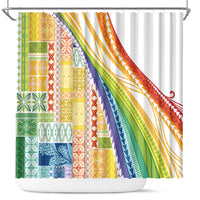 Pasifika Samoa Siapo Malu Tattoo Inspired Shower Curtain Fa'afafine Rainbow Theme LT7 Multicolor - Polynesian Pride