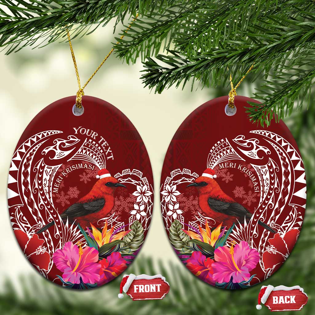 Personalized Samoa Meri Krisimasi Ceramic Ornament Segasegamau'u Mix Siapo