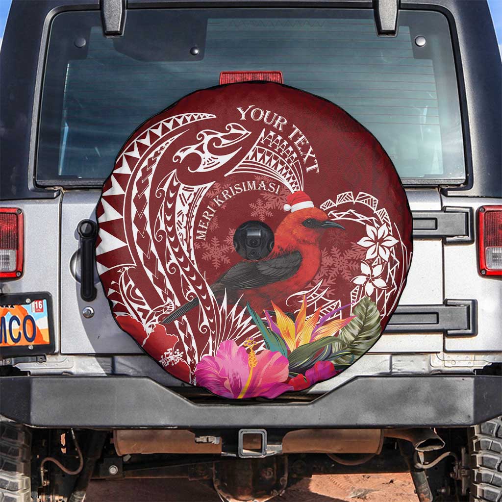 Personalized Samoa Meri Krisimasi Spare Tire Cover Segasegamau'u Mix Siapo LT7 Red - Polynesian Pride