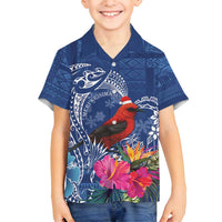 Personalized Samoa Christmas Family Matching Long Sleeve Bodycon Dress and Hawaiian Shirt Cardinal Honeyeater Mix Siapo