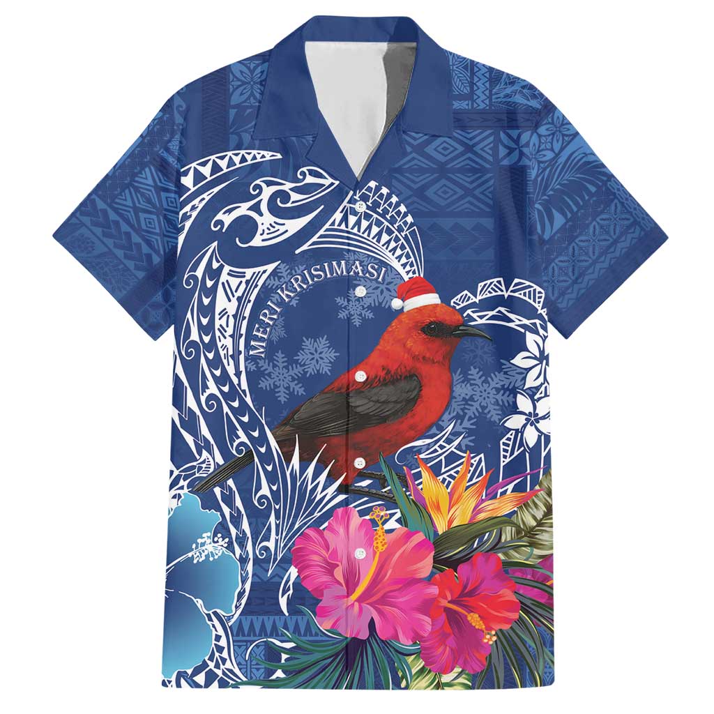 Personalized Samoa Christmas Family Matching Short Sleeve Bodycon Dress and Hawaiian Shirt Cardinal Honeyeater Mix Siapo