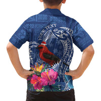 Personalized Samoa Christmas Family Matching Tank Maxi Dress and Hawaiian Shirt Cardinal Honeyeater Mix Siapo
